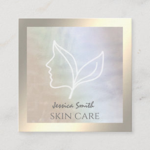 Cartão De Visita Quadrado Folhas de rosto elegantes da garota holográfica ch