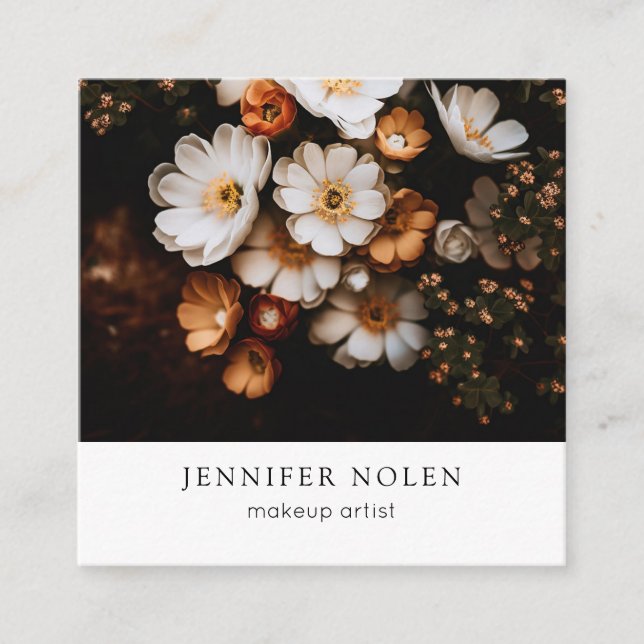 Cartão De Visita Quadrado Folhas tropicais (Frente)