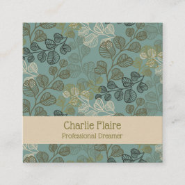 Cartão De Visita Quadrado Folhetas florescentes Silhuetas de Gentil Serenida