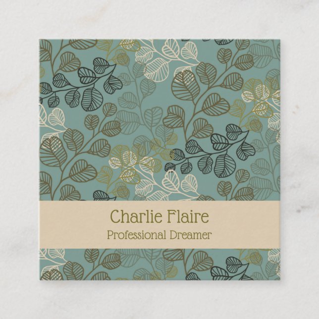 Cartão De Visita Quadrado Folhetas florescentes Silhuetas de Gentil Serenida (Frente)