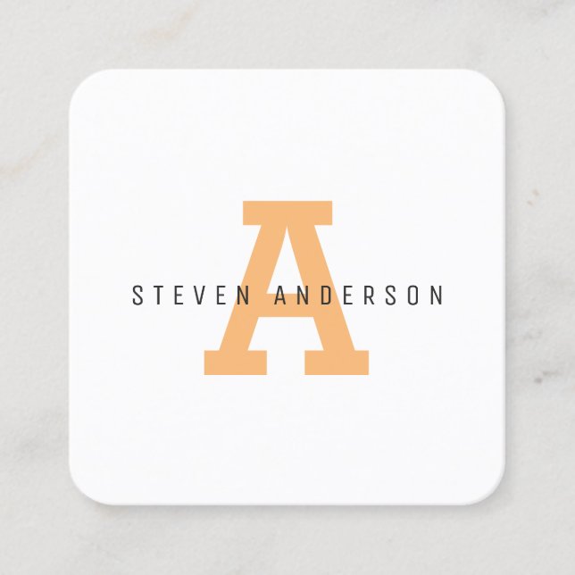 Cartão De Visita Quadrado Forma do ícone do App com monograma traseiro (Frente)