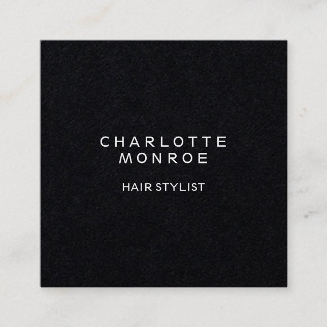 Cartão De Visita Quadrado Forma Quadrada Mínima Moderna Preta (Frente)