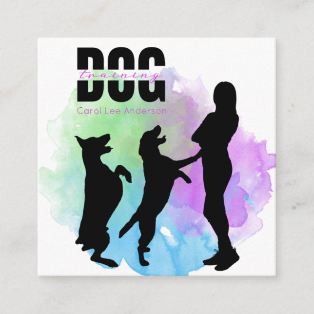 Cartão De Visita Quadrado Formação de cães/Formador de cães (Frente)