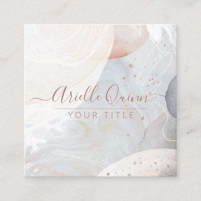Cartão De Visita Quadrado Formas de Aquarela abstrato (Frente)