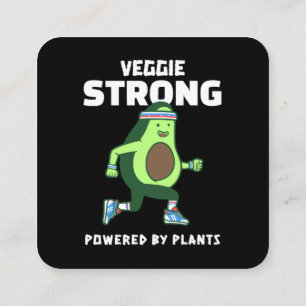 Cartão De Visita Quadrado Forte Veggie, Alimentado por plantas