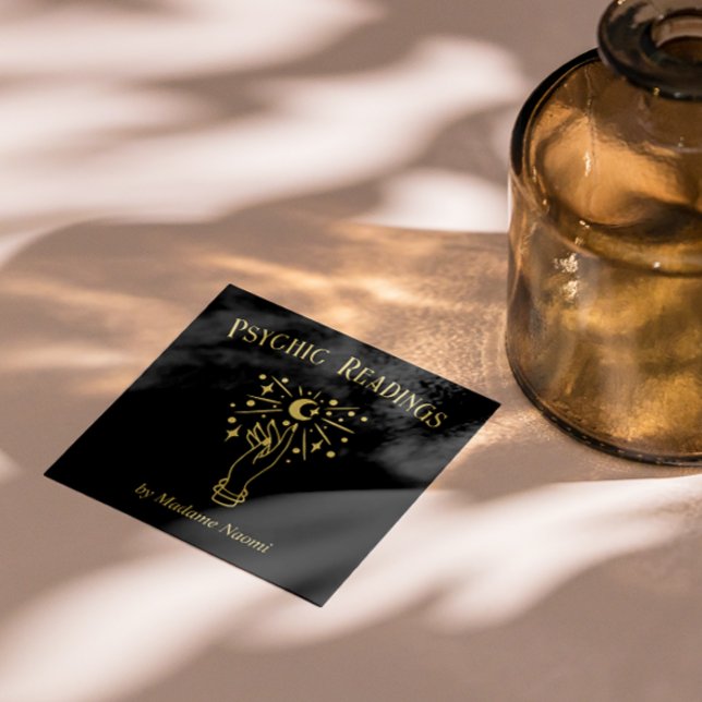 CARTÃO DE VISITA QUADRADO FORTUNE TELLER ASTROLOGIA PSIQUICA MÉDIA TAROTS (Criador carregado)