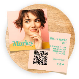 Cartão De Visita Quadrado Foto Chic Simples E Simples Moderna