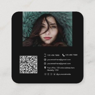 Cartão De Visita Quadrado Foto com código QR para atriz de dançarinos de d