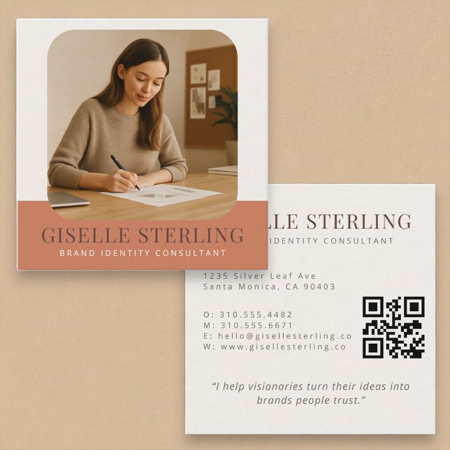 Cartão De Visita Quadrado Foto Comercial do Nome Mínimo Moderno da Empresa (Criador carregado)