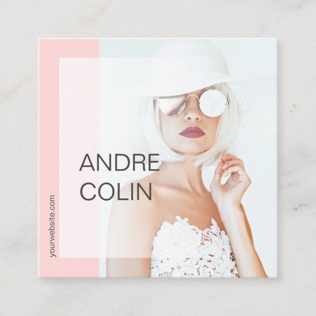Cartão De Visita Quadrado Foto de Beleza e Moda Moderna e Trendy (Frente)