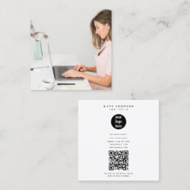 Cartão De Visita Quadrado Foto de logotipo de negócios simples e moderno mín