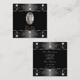 Cartão De Visita Quadrado Foto de ornamentos de Ornamentados Brancos Noble S