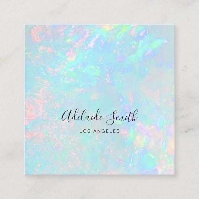 Cartão De Visita Quadrado foto de pedra mineral opal (Frente)