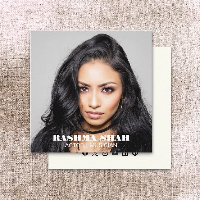 Cartão De Visita Quadrado Foto do Ator Musical Entertainment Professional (Criador carregado)