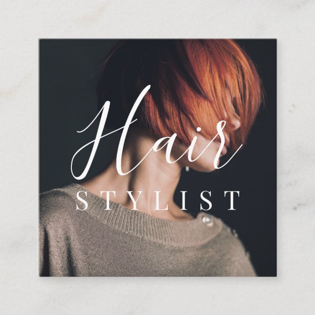 Cartão De Visita Quadrado Foto do cabeleireiro branco da Trendy Hirdresser (Frente)