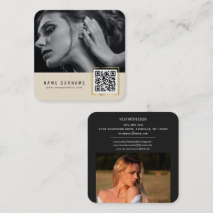 Cartão De Visita Quadrado Foto do código de barras legível digitalizável QR