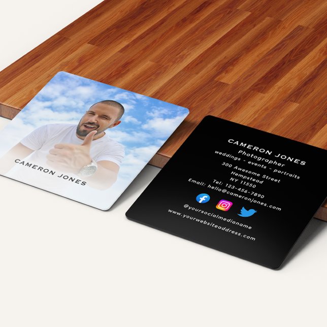 Cartão De Visita Quadrado Foto do Fotógrafo Freelance de Mídia Social (Criador carregado)