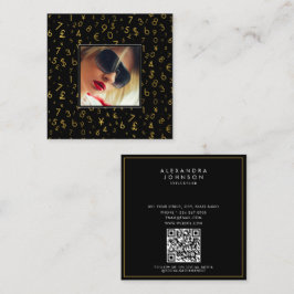 Cartão De Visita Quadrado Foto do Influenciador de Moeda do Número de Luxo D