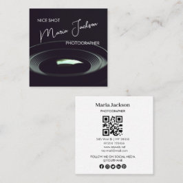Cartão De Visita Quadrado Foto mínima simples moderna, código QR, Mídia soci