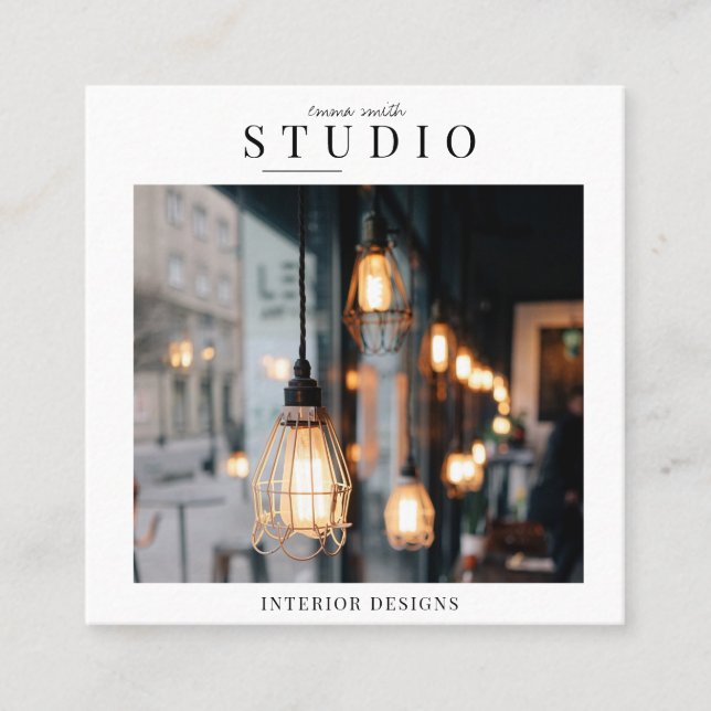 Cartão De Visita Quadrado Foto minimalista (Frente)