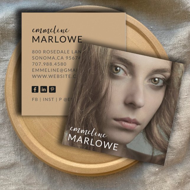 Cartão De Visita Quadrado Foto minimalista moderna (Criador carregado)