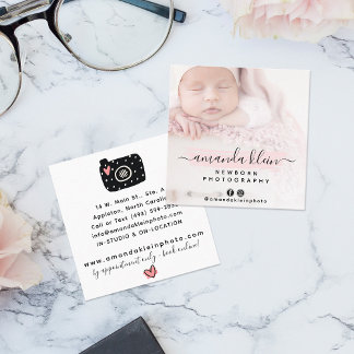 Cartão De Visita Quadrado Foto personalizada de câmera fotográfica minimalis