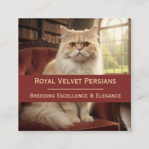 Cartão De Visita Quadrado Foto Personalizável Persian Cattery Royal Velvet