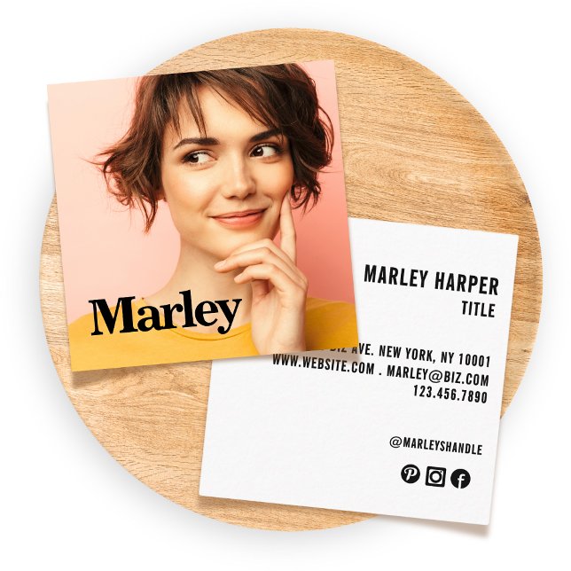 Cartão De Visita Quadrado Foto Profissional Moderna, Simples E Simples (Criador carregado)