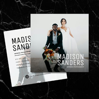 Cartão De Visita Quadrado Foto profissional simples e minimalista moderna