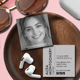 Cartão De Visita Quadrado Foto profissional simples e minimalista moderna