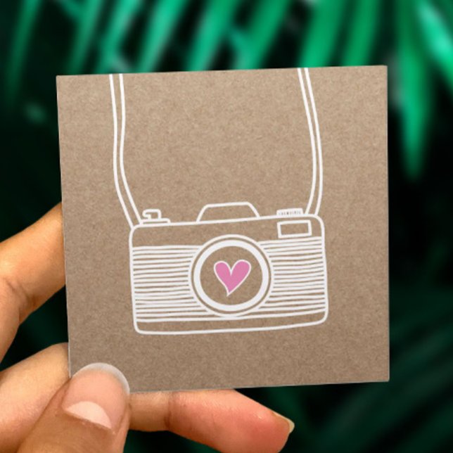 Cartão De Visita Quadrado Fotografia da Câmera Cóta Fotografia Rustic Kraft (Criador carregado)
