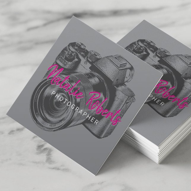 Cartão De Visita Quadrado Fotografia da câmera profissional fotográfica (Criador carregado)