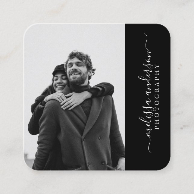 Cartão De Visita Quadrado Fotografia de Assinatura Elegante Moderna (Frente)