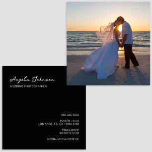 Cartão De Visita Quadrado Fotografia de Casamento em Preto e Branco