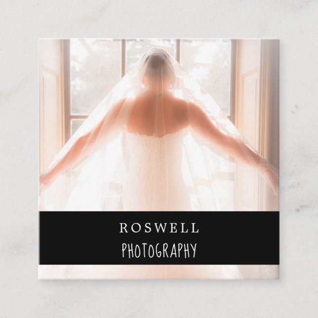 Cartão De Visita Quadrado Fotografia de Marble Elegante (Frente)