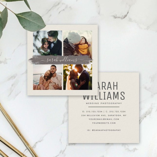 Cartão De Visita Quadrado Fotografia do Instagram de Script de Pincel Modern (Criador carregado)