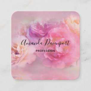 Cartão De Visita Quadrado Fotografia dos cravos bonito e brancos