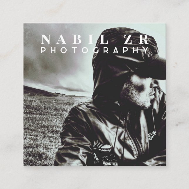 Cartão De Visita Quadrado fotografia mínima moderna a preto e branco (Frente)