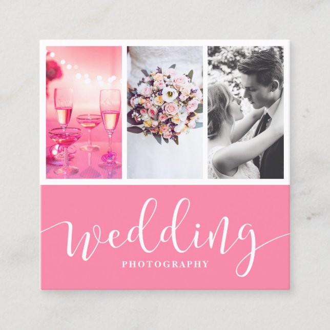 Cartão De Visita Quadrado Fotografia moderna elegante da colagem de fotos (Frente)