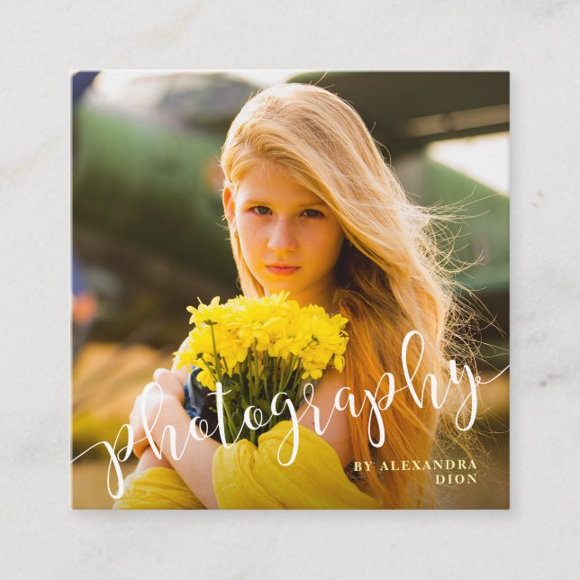 Cartão De Visita Quadrado Fotografia moderna elegante e mínima sobre camada (Frente)