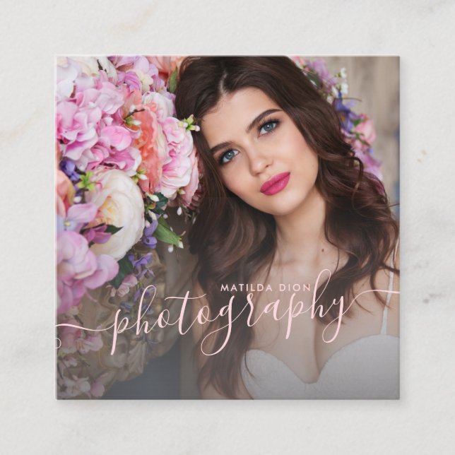 Cartão De Visita Quadrado Fotografia moderna, elegante e simples (Frente)