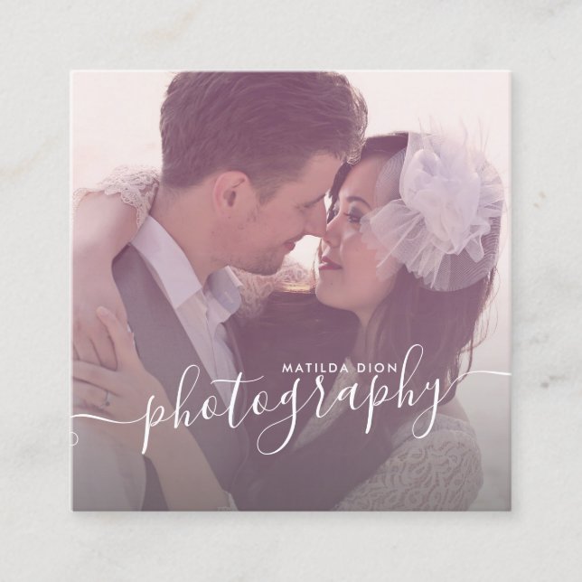 Cartão De Visita Quadrado Fotografia moderna, elegante e simples (Frente)