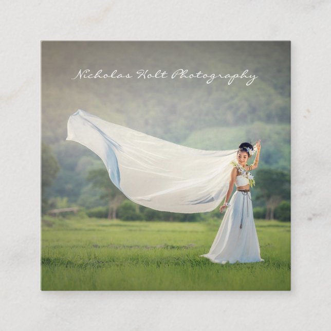 Cartão De Visita Quadrado Fotografia Simples Elegante (Frente)