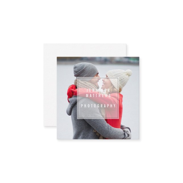 Cartão De Visita Quadrado Fotógrafo chique mínimo da folha de prova (Frente/Verso In Situ)