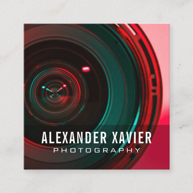 Cartão De Visita Quadrado fotógrafo de texto branco da camada moderna (Frente)