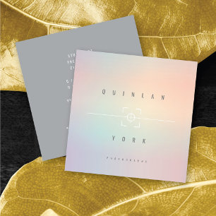 Cartão De Visita Quadrado Fotógrafo Minimalista Moderno Iridescente Luminoso