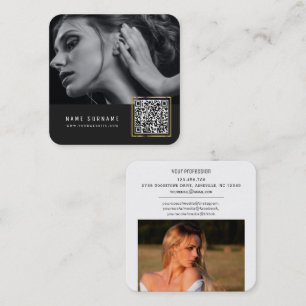 Cartão De Visita Quadrado Fotos quic modernas do código QR das mídias soci