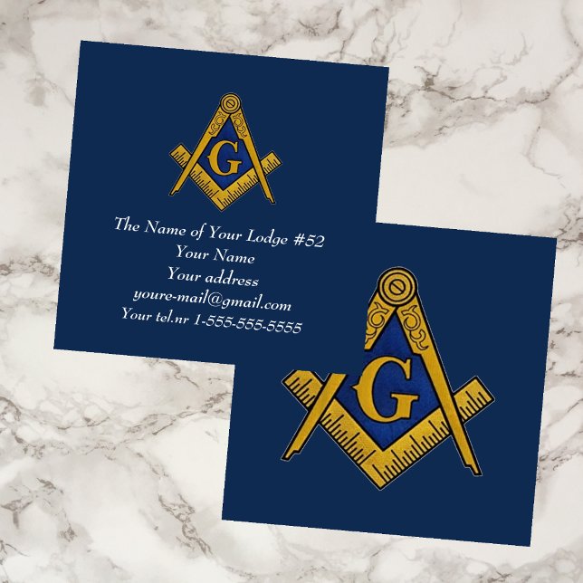 Cartão De Visita Quadrado Freemason Masonic Masonry Marinho Blue (Criador carregado)
