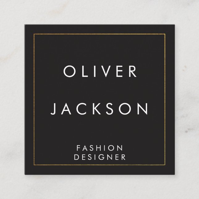 Cartão De Visita Quadrado Fronteira Dourada mínima profissional (Frente)