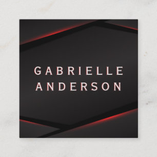 Cartão De Visita Quadrado Fundo Abstrato de Brilho Vermelho